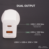 Tancotx PowerCube45 45W Dual-Port Fast Charger White